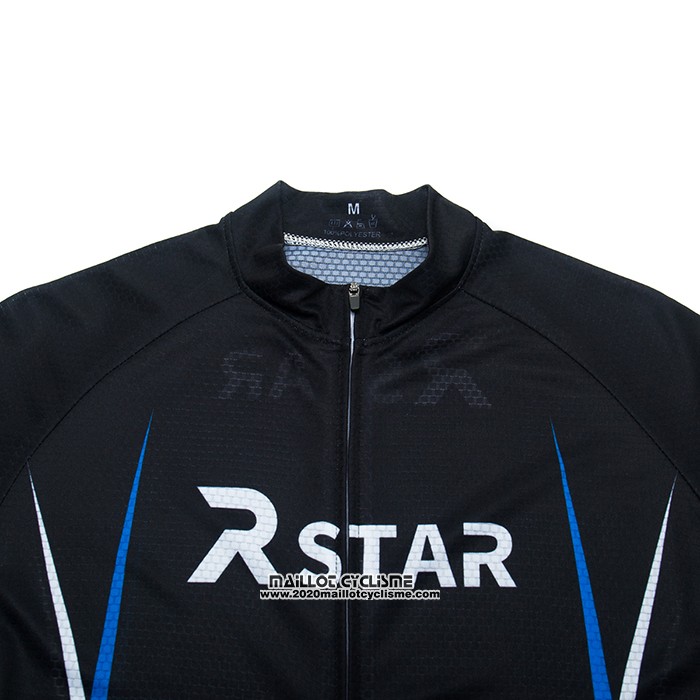 2021 Maillot Cyclisme R Star Noir Bleu Manches Courtes et Cuissard